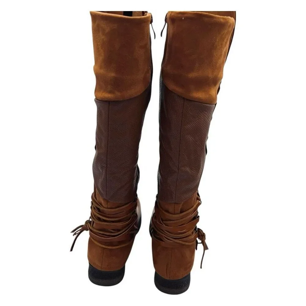 Patrizia MAXIE Manmade Leather Riding Boots By Spring Step Women’s 41 Camel